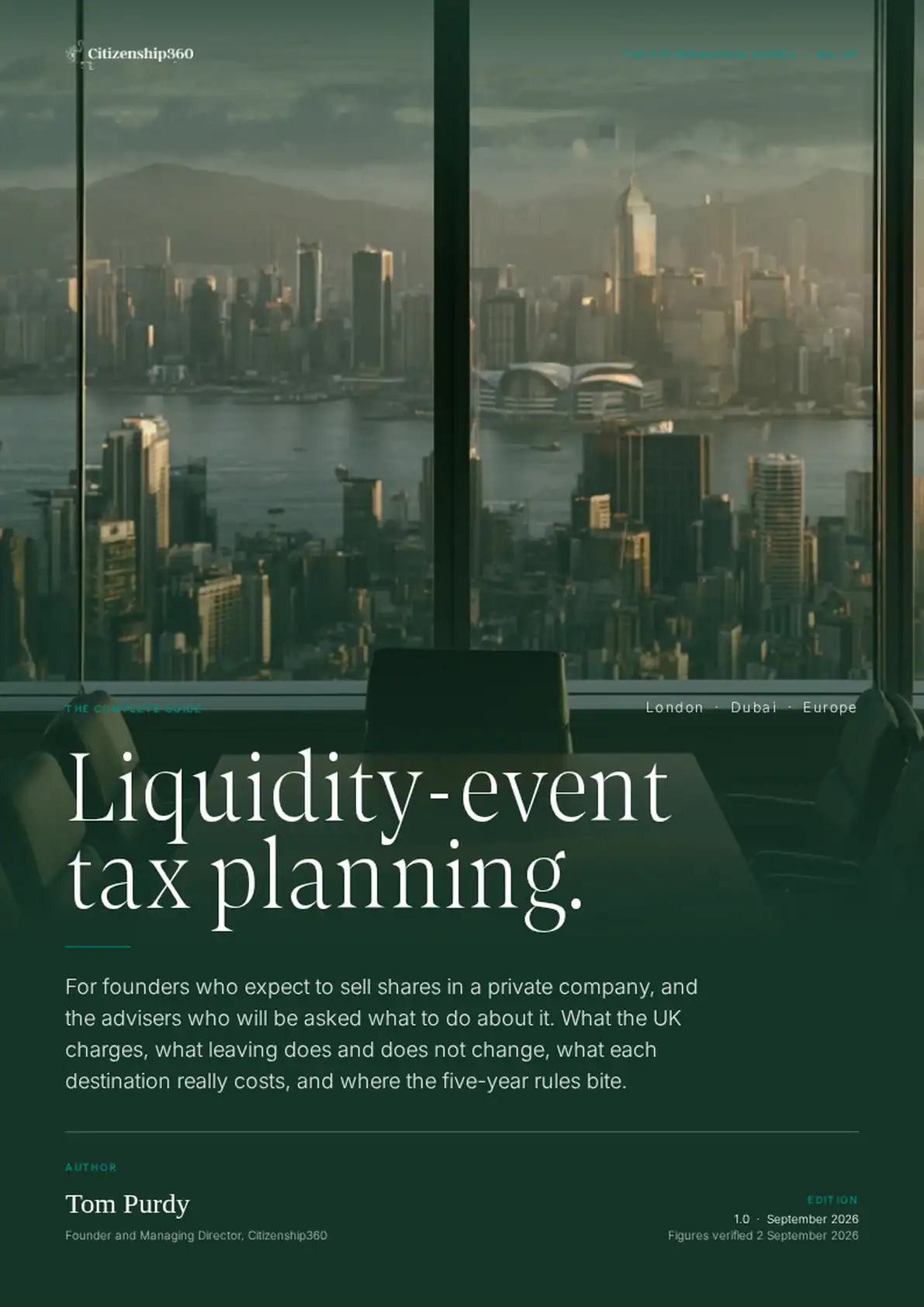 | Citizenship 360 Liquidity event Tax Planning for Founders the Complete Guide Citizenship360 Guide No 07 Cover